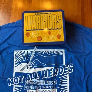 NBA Golden State Warriors Retro Metal Storage Lunchbox(new) & Tee (new)